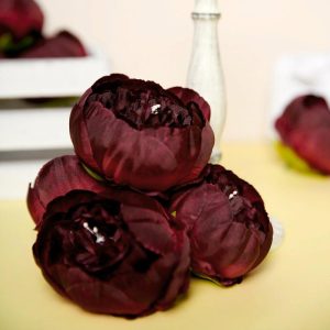 Accent Flowers |   10 Pack 3″ Burgundy Artificial Silk DIY Craft Peony Flower Heads Accent Flowers Accent Flowers