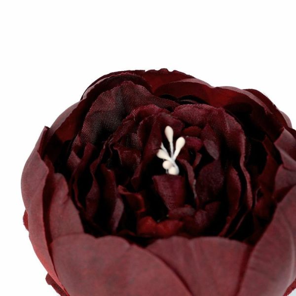 Accent Flowers |   10 Pack 3″ Burgundy Artificial Silk DIY Craft Peony Flower Heads Accent Flowers Accent Flowers