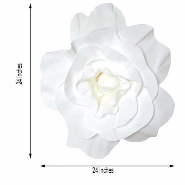 Accent Flowers |   2 Pack 24″ Large White Real Touch Artificial Foam DIY Craft Roses Accent Flowers Accent Flowers