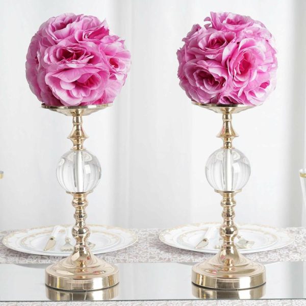 Accent Flowers |   2 Pack 7″ Lavender Lilac Artificial Silk Rose Kissing Ball, Flower Ball Accent Flowers Accent Flowers