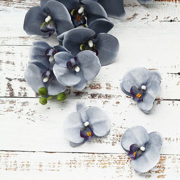 Accent Flowers |   20 Flower Heads 4″ Charcoal Gray Artificial Silk Orchids DIY Crafts Accent Flowers Accent Flowers