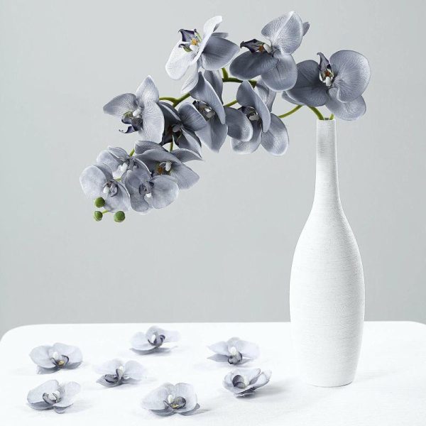 Accent Flowers |   20 Flower Heads 4″ Charcoal Gray Artificial Silk Orchids DIY Crafts Accent Flowers Accent Flowers