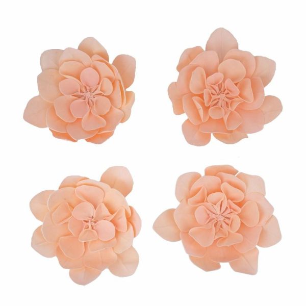 Accent Flowers |   4 Pack 12″ Blush Real-Like Soft Foam Craft Daisy Flower Heads Accent Flowers Accent Flowers