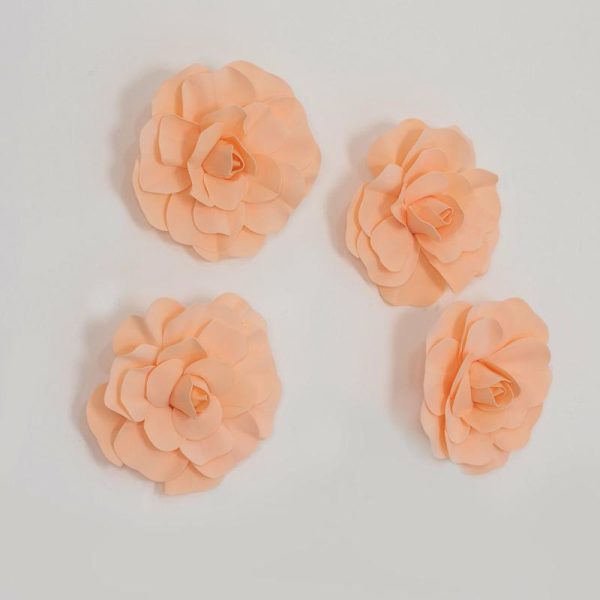 Accent Flowers |   4 Pack 12″ Large Blush Real Touch Artificial Foam DIY Craft Roses Accent Flowers Accent Flowers