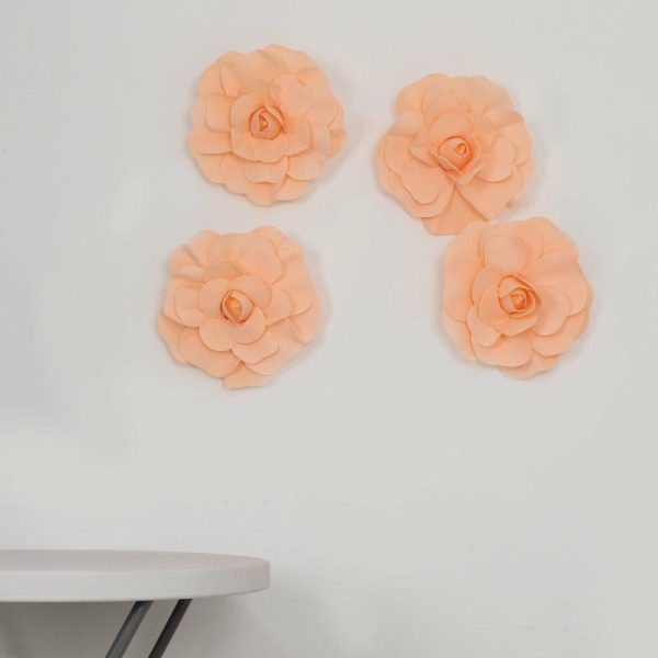 Accent Flowers |   4 Pack 12″ Large Blush Real Touch Artificial Foam DIY Craft Roses Accent Flowers Accent Flowers