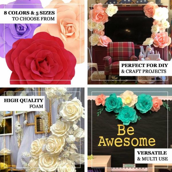 Accent Flowers |   4 Pack 12″ Large Metallic Gold Real Touch Artificial Foam DIY Craft Roses Accent Flowers Accent Flowers