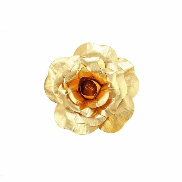 Accent Flowers |   4 Pack 12″ Large Metallic Gold Real Touch Artificial Foam DIY Craft Roses Accent Flowers Accent Flowers