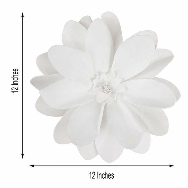 Accent Flowers |   4 Pack 12″ White Life-Like Soft Foam Craft Dahlia Flower Heads Accent Flowers Accent Flowers