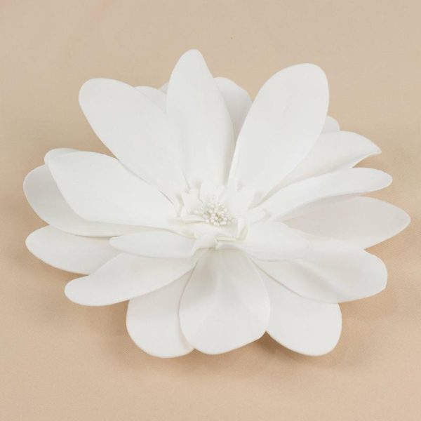 Accent Flowers |   4 Pack 12″ White Life-Like Soft Foam Craft Dahlia Flower Heads Accent Flowers Accent Flowers