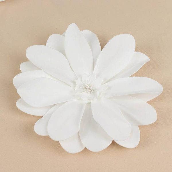 Accent Flowers |   4 Pack 12″ White Life-Like Soft Foam Craft Dahlia Flower Heads Accent Flowers Accent Flowers