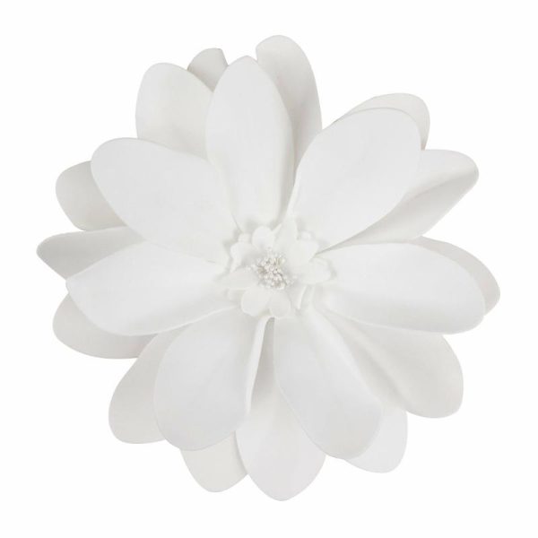 Accent Flowers |   4 Pack 12″ White Life-Like Soft Foam Craft Dahlia Flower Heads Accent Flowers Accent Flowers