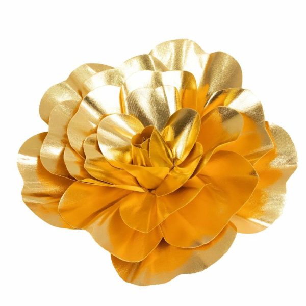 Accent Flowers |   4 Pack 16″ Large Metallic Gold Real Touch Artificial Foam DIY Craft Roses Accent Flowers Accent Flowers