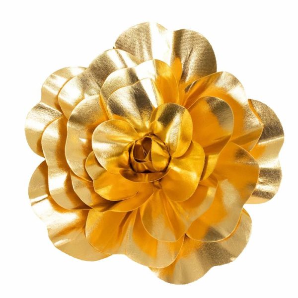 Accent Flowers |   4 Pack 16″ Large Metallic Gold Real Touch Artificial Foam DIY Craft Roses Accent Flowers Accent Flowers