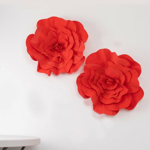 Accent Flowers |   4 Pack 16″ Large Red Real Touch Artificial Foam DIY Craft Roses Accent Flowers Accent Flowers