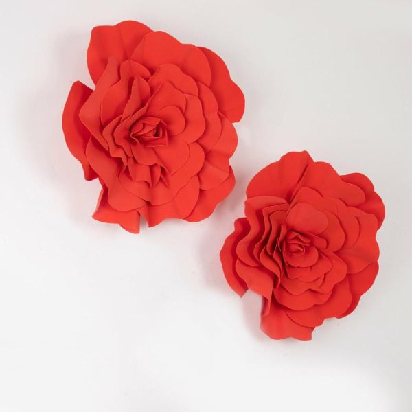 Accent Flowers |   4 Pack 16″ Large Red Real Touch Artificial Foam DIY Craft Roses Accent Flowers Accent Flowers