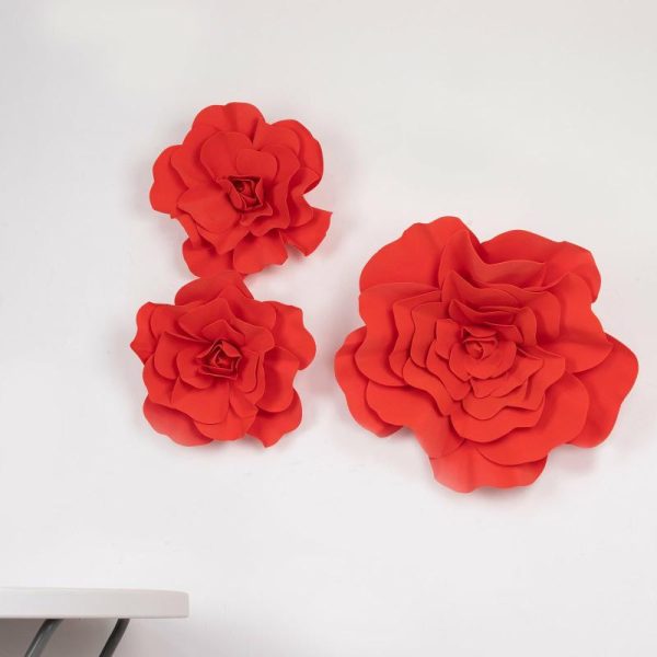 Accent Flowers |   4 Pack 16″ Large Red Real Touch Artificial Foam DIY Craft Roses Accent Flowers Accent Flowers