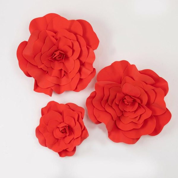 Accent Flowers |   4 Pack 16″ Large Red Real Touch Artificial Foam DIY Craft Roses Accent Flowers Accent Flowers