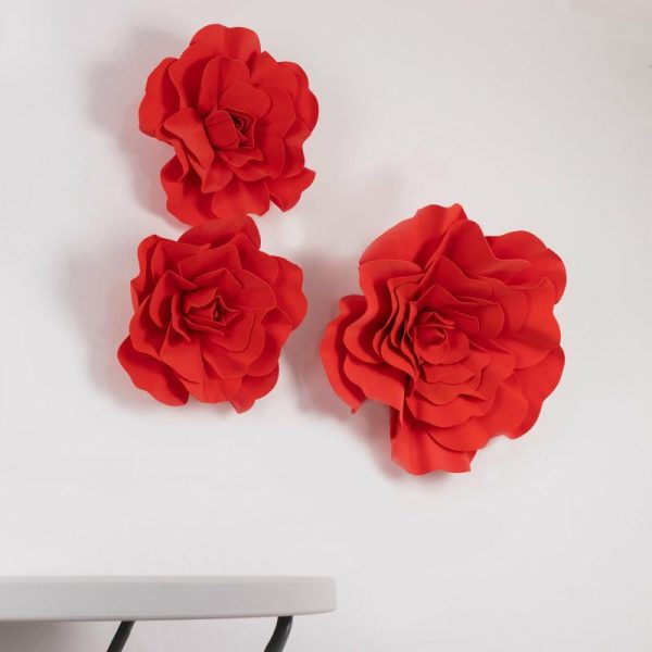 Accent Flowers |   4 Pack 16″ Large Red Real Touch Artificial Foam DIY Craft Roses Accent Flowers Accent Flowers