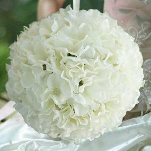 Accent Flowers |   4 Pack 7″ Cream Artificial Silk Hydrangea Kissing Flower Balls Accent Flowers Accent Flowers