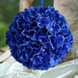 Accent Flowers |   4 Pack 7″ Royal Blue Artificial Silk Hydrangea Kissing Flower Balls Accent Flowers Accent Flowers