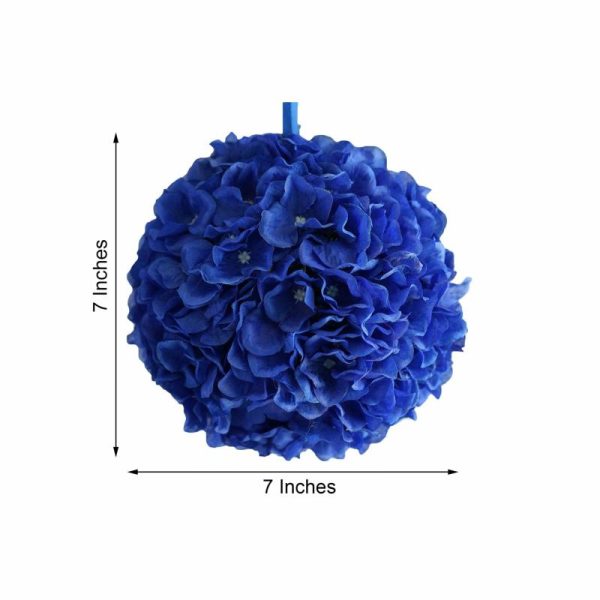 Accent Flowers |   4 Pack 7″ Royal Blue Artificial Silk Hydrangea Kissing Flower Balls Accent Flowers Accent Flowers