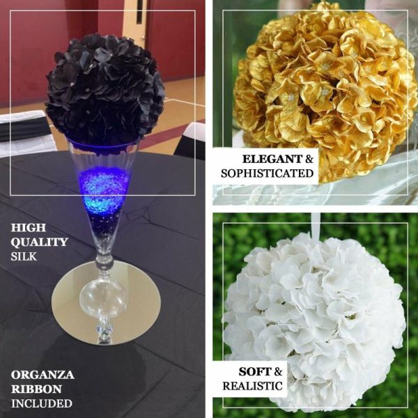 Accent Flowers |   4 Pack 7″ Royal Blue Artificial Silk Hydrangea Kissing Flower Balls Accent Flowers Accent Flowers