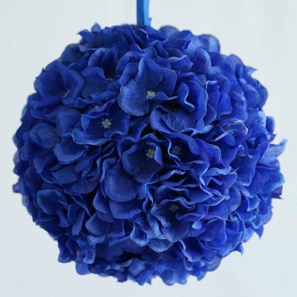 Accent Flowers |   4 Pack 7″ Royal Blue Artificial Silk Hydrangea Kissing Flower Balls Accent Flowers Accent Flowers