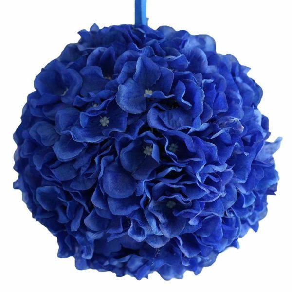 Accent Flowers |   4 Pack 7″ Royal Blue Artificial Silk Hydrangea Kissing Flower Balls Accent Flowers Accent Flowers