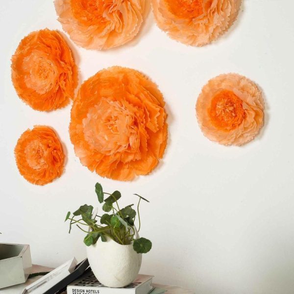 Accent Flowers |   Set of 6 Coral Orange Carnation 3D Paper Flowers Wall Decor – 7″,9″,11″ Accent Flowers Accent Flowers