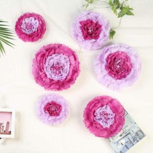 Accent Flowers |   Set of 6 Lavender Carnation 3D Paper Flowers Wall Decor – 7″,9″,11″ Accent Flowers Accent Flowers