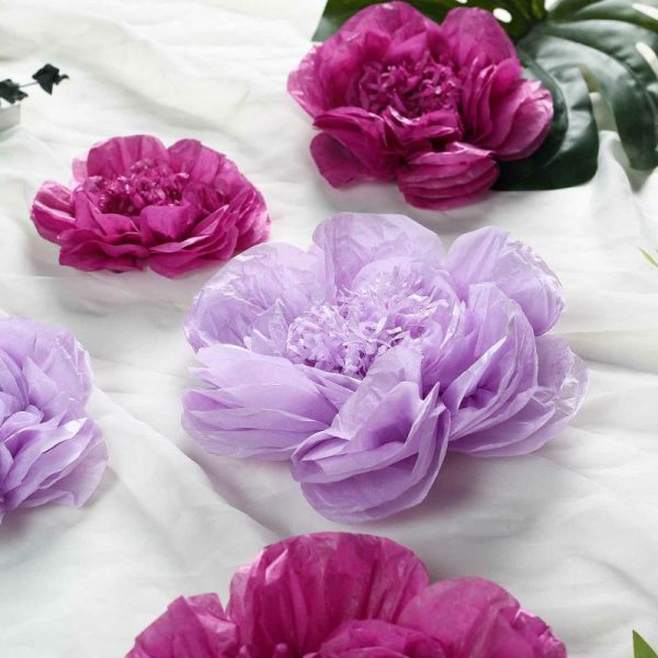 Accent Flowers |   Set of 6 Lavender Eggplant Peony 3D Paper Flowers Wall Decor – 7″,9″,11″ Accent Flowers Accent Flowers