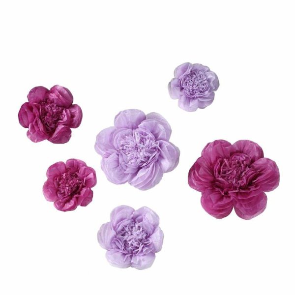 Accent Flowers |   Set of 6 Lavender Eggplant Peony 3D Paper Flowers Wall Decor – 7″,9″,11″ Accent Flowers Accent Flowers