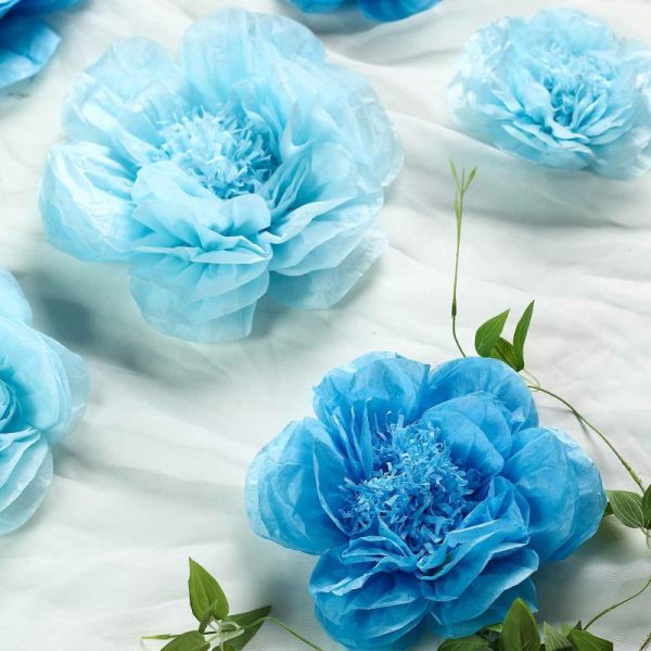 Accent Flowers |   Set of 6 Periwinkle Turquoise Peony 3D Paper Flowers Wall Decor – 7″,9″,11″ Accent Flowers Accent Flowers