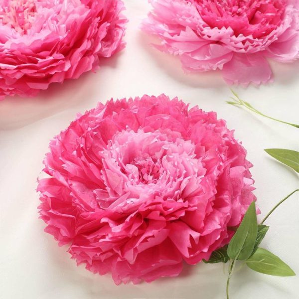 Accent Flowers |   Set of 6 Pink Fuchsia Carnation 3D Paper Flowers Wall Decor – 7″,9″,11″ Accent Flowers