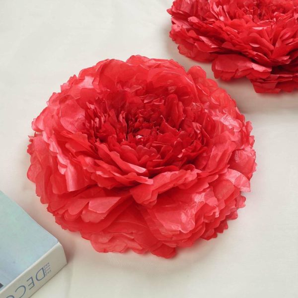 Accent Flowers |   Set of 6 Red Giant Carnation 3D Paper Flowers Wall Decor – 12″,16″,20″ Accent Flowers Accent Flowers