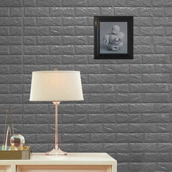 Accent Wall Décor |   10 Pack Silver foam Brick Peel And Stick 3D Wall Tile Panels – Covers 58sq.ft Backdrop Stand Ceiling Drapes Accent Wall Décor