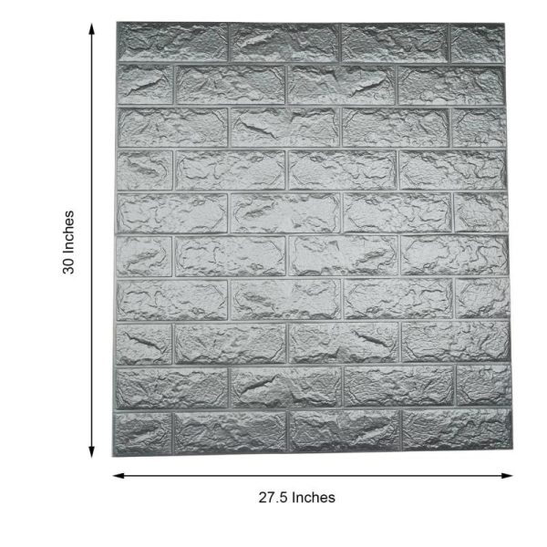 Accent Wall Décor |   10 Pack Silver foam Brick Peel And Stick 3D Wall Tile Panels – Covers 58sq.ft Backdrop Stand Ceiling Drapes Accent Wall Décor