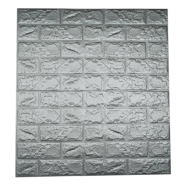 Accent Wall Décor |   10 Pack Silver foam Brick Peel And Stick 3D Wall Tile Panels – Covers 58sq.ft Backdrop Stand Ceiling Drapes Accent Wall Décor