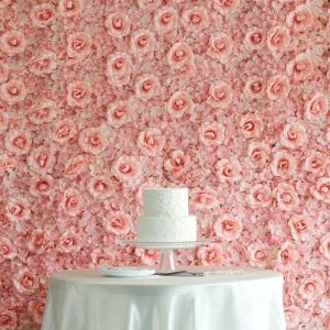 Accent Wall Décor |   11 Sq ft. Blush and Cream 3D Silk Rose and Hydrangea Flower Wall Mat Backdrop – 4 Artificial Panels Accent Wall Décor Accent Wall Décor