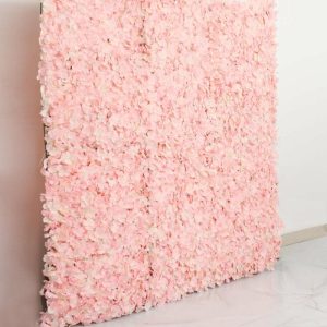 Accent Wall Décor |   11 Sq ft. Blush UV Protected Hydrangea Flower Wall Mat Backdrop – 4 Artificial Panels Accent Wall Décor Accent Wall Décor