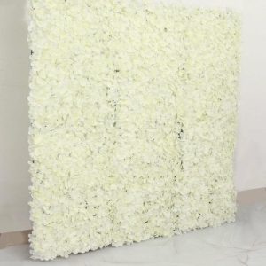 Accent Wall Décor |   11 Sq ft. Cream UV Protected Hydrangea Flower Wall Mat Backdrop – 4 Artificial Panels Accent Wall Décor Accent Wall Décor