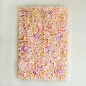 Accent Wall Décor |   13 Sq ft. Pink Champagne UV Protected Assorted Flower Wall Mat Backdrop – 4 Artificial Panels Accent Wall Décor Accent Wall Décor