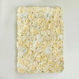 Accent Wall Décor |   13 Sq ft. White Champagne UV Protected Assorted Flower Wall Mat Backdrop – 4 Artificial Panels Accent Wall Décor Accent Wall Décor