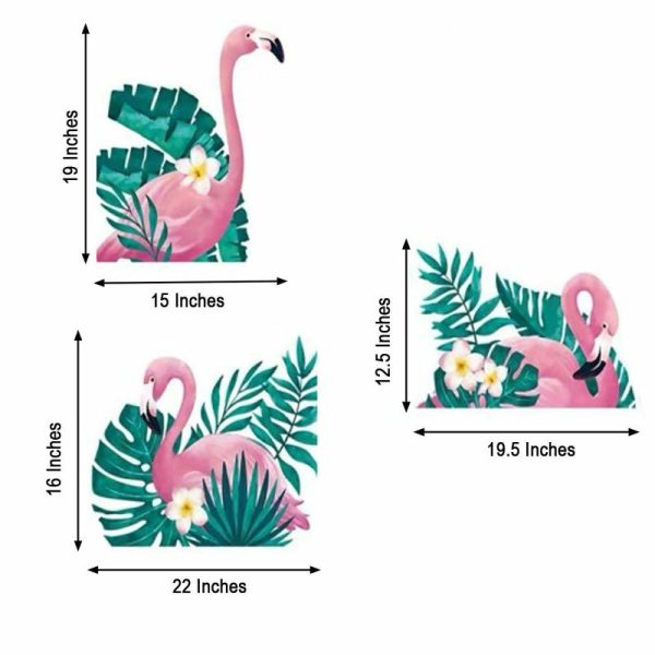 Accent Wall Décor |   Green Tropical Palm Leaves and Flamingo Wall Decals, Peel Removable Stickers Accent Wall Décor Accent Wall Décor