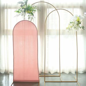 Arch Covers |   5ft Matte Dusty Rose Spandex Fitted Chiara Backdrop Stand Cover For Round Top Wedding Arch Arch Covers Arch Covers