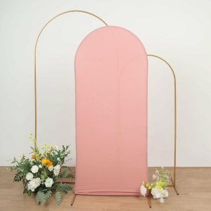 Arch Covers |   6ft Matte Dusty Rose Spandex Fitted Chiara Backdrop Stand Cover For Round Top Wedding Arch Arch Covers Arch Covers