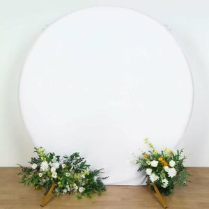 Arch Covers |   7.5ft White Round Spandex Fit Party Backdrop Stand Cover Arch Covers Arch Covers