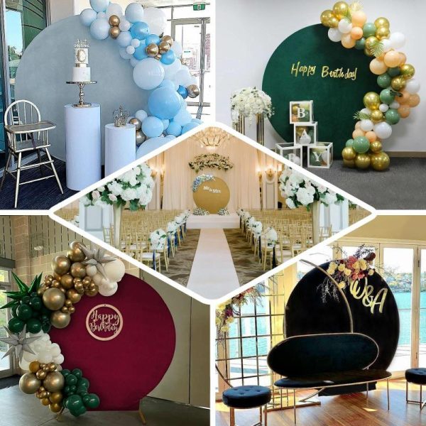 Arch Covers |   7.5ft White Soft Velvet Fitted Round Event Party Backdrop Cover Arch Covers Arch Covers