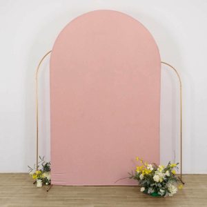 Arch Covers |   8ft Matte Dusty Rose Spandex Fitted Wedding Arch Cover For Round Top Chiara Backdrop Stand Arch Covers Arch Covers