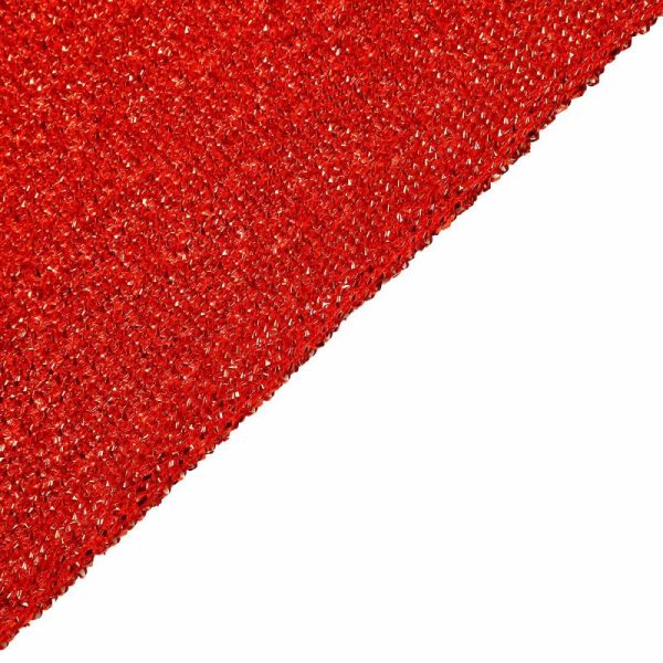 Arch Covers |   8ftx7ft Red Metallic Shimmer Tinsel Spandex Hexagon Wedding Arbor Cover, 2-Sided Backdrop Arch Covers Arch Covers